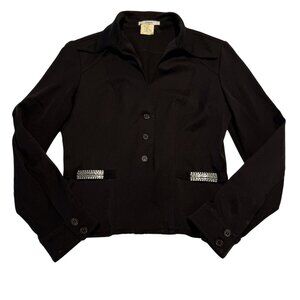 Vertigo Paris Black Collared Long Sleeve Blazer Jacket Women's